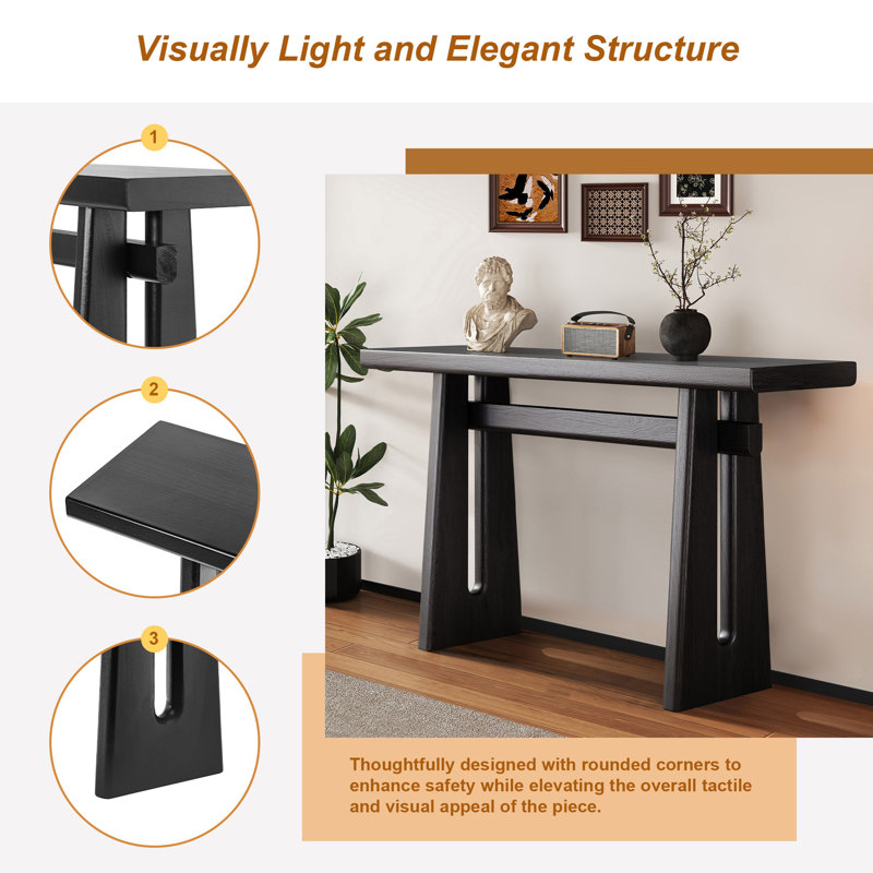 Almeta 59.25'' Console Table, Black