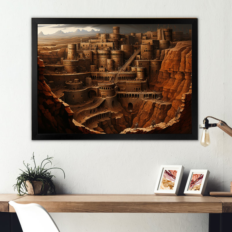 Abstrait Judaïsme Masada Fortress Mystery - Reproduction, Cadre simple noir, H 12 po x l 20 po x P 1 po