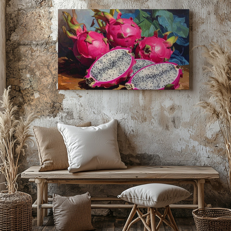 «Dragon Fruit Still Life» sur toile, réalisme tropical, 9" H x 12" W