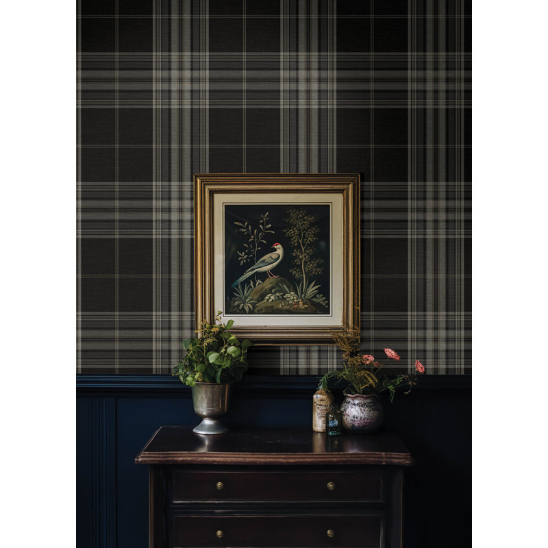 Westley Black Plaid Wallpaper, Black