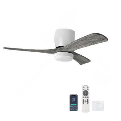 42" Solid Wood Ceiling Fan With Light-Flush Mount, Dc Motor