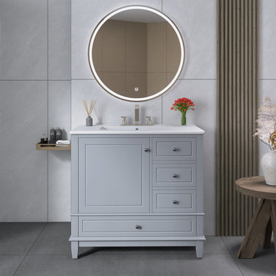 Meuble-lavabo sur pied 36 po avec lavabo en céramique