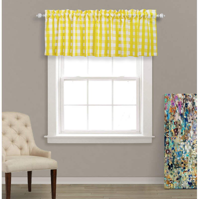 Rashara Plaid Tailored Window Valance, Yellow/White, 56" W x 14" L