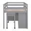 Lit mezzanine simple avec bureau rétractable et 4 tiroirs, structure de lit d'étude en bois gris-190867100-190867101