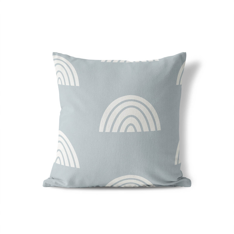 Coussin Plain Bows Match, H 20 po x l 20 po, Bleu ardoise / ivoire