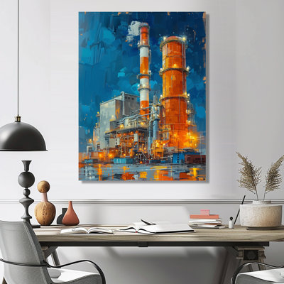 Orange et bleu Energy Power Plant II - Power Plants Wall Art Living Room