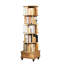 Bibliothèque 360 ° avec roulettes, tiroir, 6 niveaux, couleur bois, présentoir à cubes verticaux pour espace de bureau rond, couleur