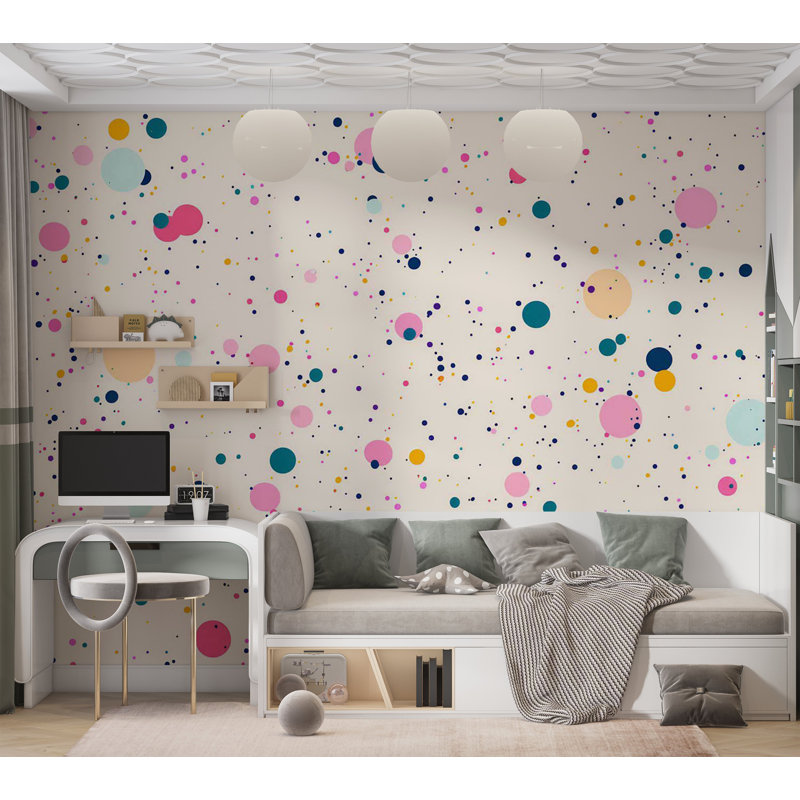 Murale pelez et collez - mouchetures et éclaboussures, L 154 po x L 110 po