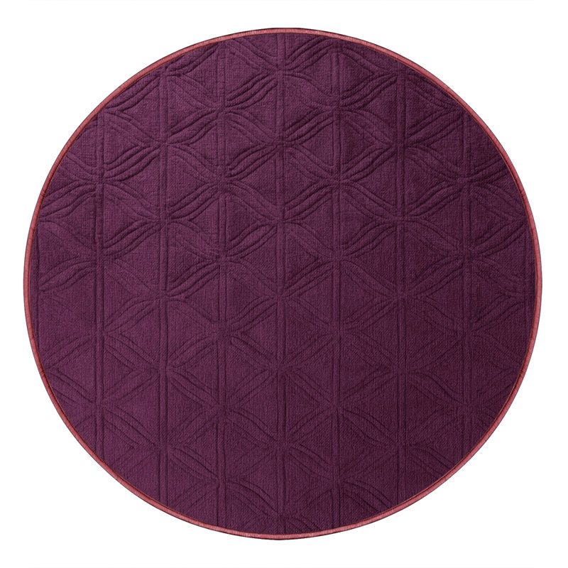 Tapis rouge en treillis lavable à la machine, Rond 5 pi
