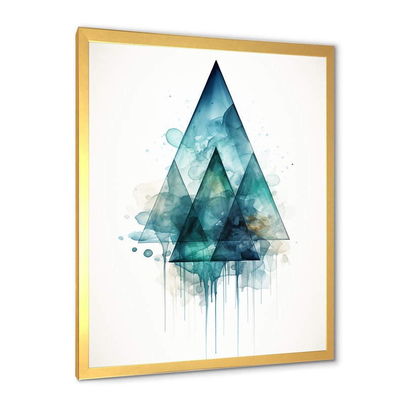"Échos bleus émeraude de la pyramide", Cadre doré simple, H 32 po x l 24 po x P 1 po
