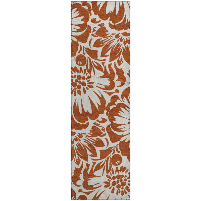 Premium Machine Washable Cerrito AMF551 Paprika Rug, Runner 2'3" x 7'6"