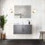 Gris foncé 36 po Meuble-lavabo de salle de bain avec miroir à DEL - Compartiment de rangement expansif avec assemblage rapide de l 22 po x P 22 po