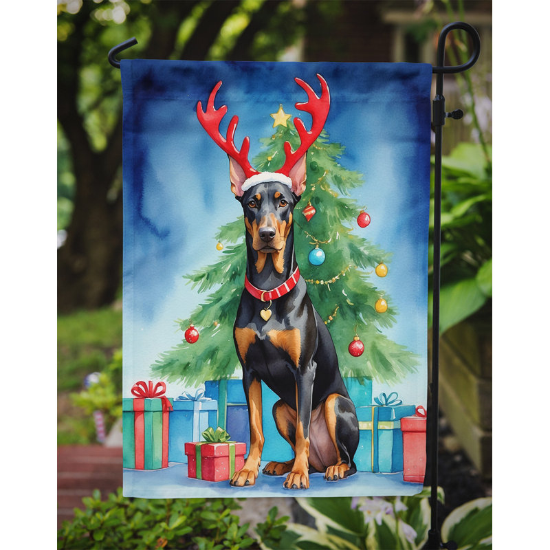 Drapeau de Noël renne de jardin, Doberman pinscher