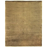 Dove Embossed Hand Loomed Wool Geometric Area Rug in Khaki