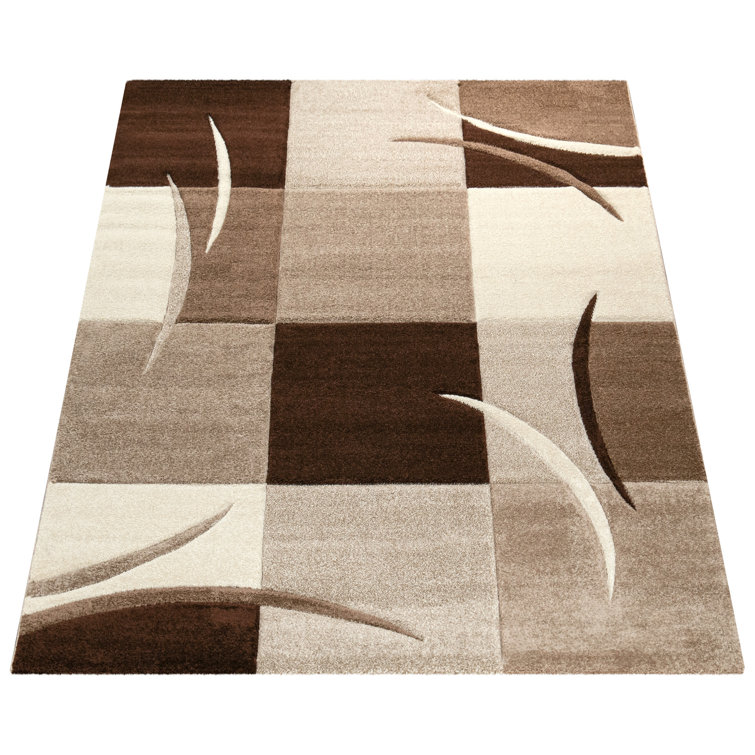Rectangle Ciji Geometric Machine Woven Polypropylene Area Rug in Brown