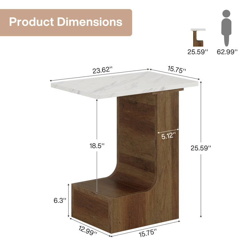 C-shaped End Table With Tabletop