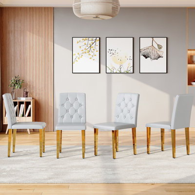 PU Dining Chairs: Ergonomically Designed Buckle Backrest, 35 Inches High, Metal Legs, Combining Comfort And Texture.Suitable For Family Restaurants, Banquet Hall, Etc.