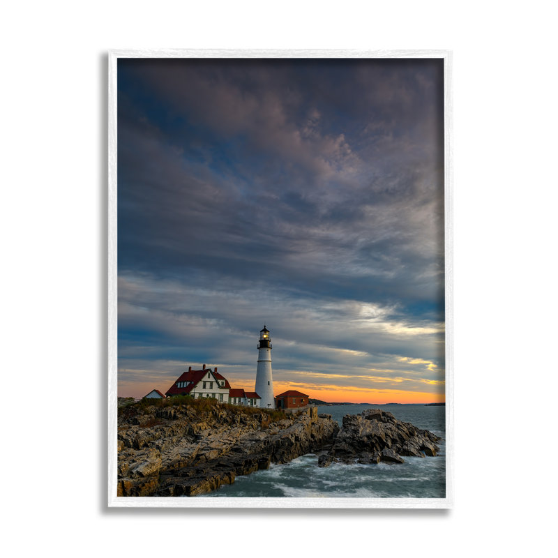 «Seaside Lighthouse Beacon Coast» par Rick Berk - photographie à cadre flottant sur bois, H 20 po x l 16 po x P 1,5 po