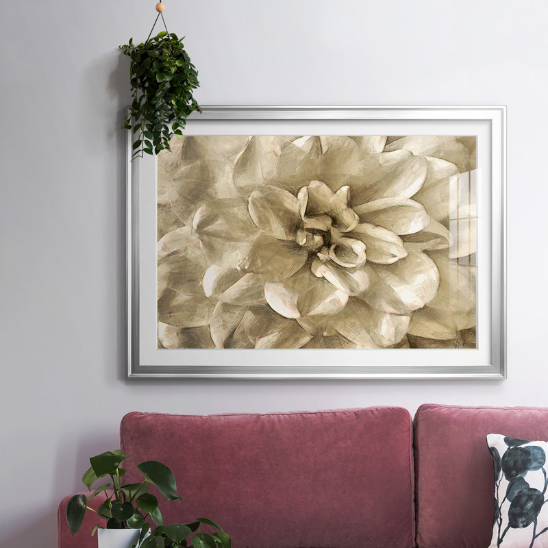 Neutral Wall Flower III, reproduction encadrée sur papier, H 19 po x l 27 po x P 1,5 po, Argent