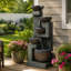 Water Fountain Resin Handcrafted Stone Look Waterfall For Garden Ambiance