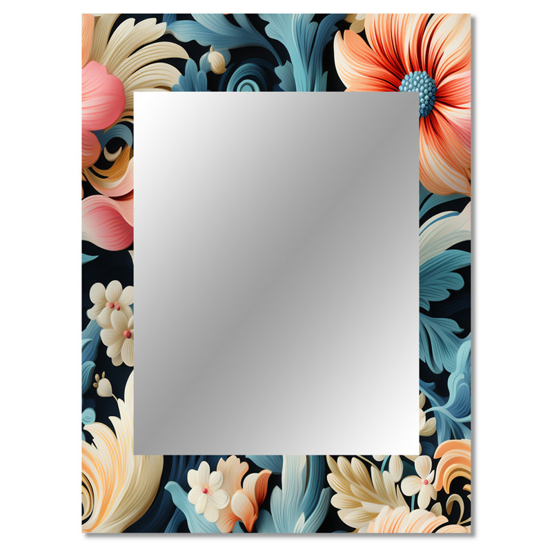 Motif botanique à motif cachemire bleu et rose, 40 po x 30 po
