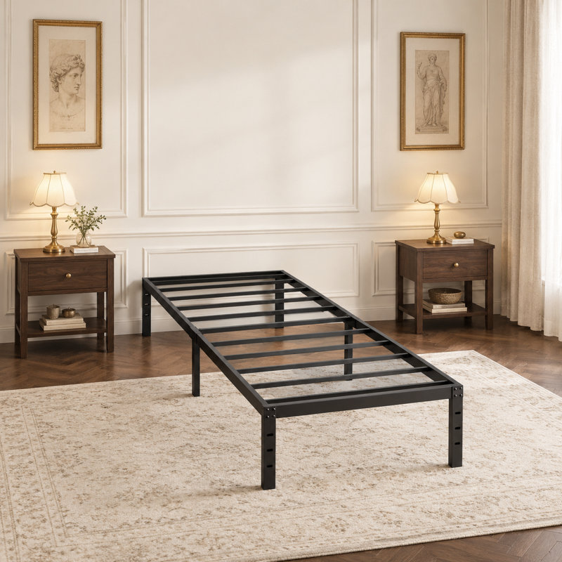 14 Inch Queen Bed Frame with Headboard, Metal Platform Bed with Underbed Storage Noise-Free, Easy Assembly, No Box Spring Needed, Black