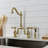Kingston Brass Heirloom Two-Handle 3-Hole Deck Mount Bridge Kitchen Faucet with Brass Side Sprayer-64823559-68923425
