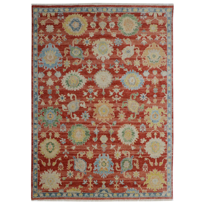 Tapis corail en laine noué à la main Coral, 8 pi x 10 pi