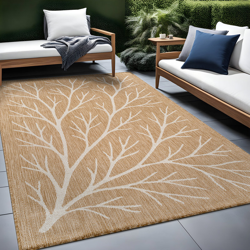 Tapis floral d'intérieur pour l'extérieur, Rectangle 6' x 9', Natural