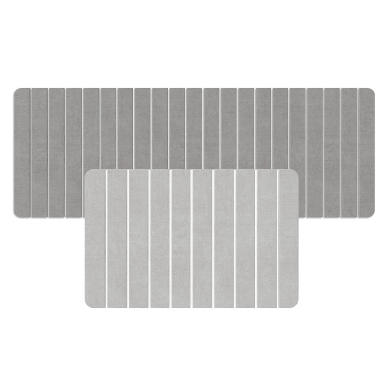 Diatomite Quick-dry Water-absorbing Bath Mat Set - X-large + Large Gray Mats, Gray