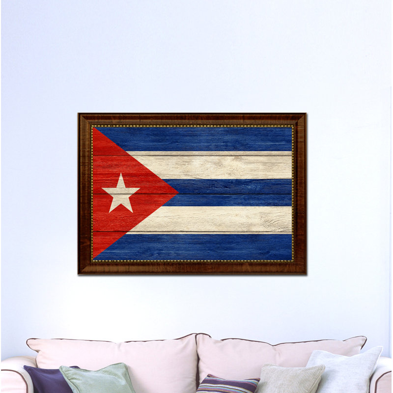 Impression sur toile, "cuba country", H 15 po x l 21 po x P 1 po, Encadrement brun