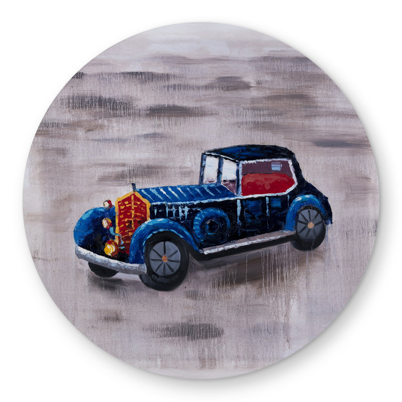 Toy Car Gray Transportation Round Outdoor Area Rug for Home Decor