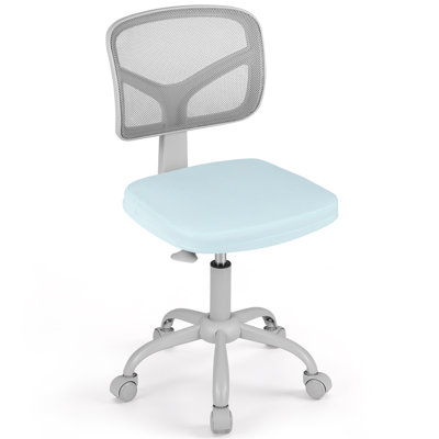 Chaise de bureau pour enfants réglable en hauteur, chaise de bureau pivotante en maille avec 5 roulettes jaunes