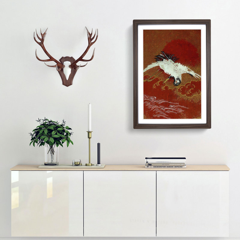 Flying Crane - Framed Print, Walnut Framed, 48cm H x 36cm W x 2cm D