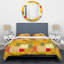Patchwork floral jaune - ensemble de housse de couette abstrait - microfibre de polyester-2054367159