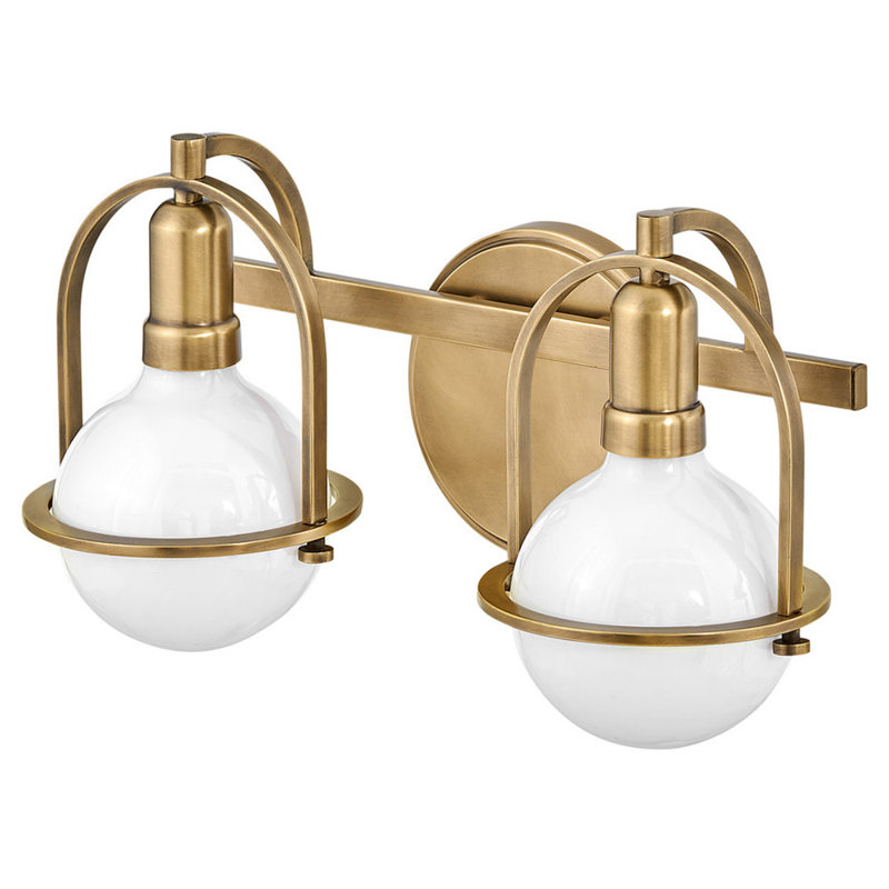 Lumière pour meuble-lavabo Damiana - ampoule G40 en photos (non incluse), H 9 po x l 16 po x P 7,5 po, Laiton héritage