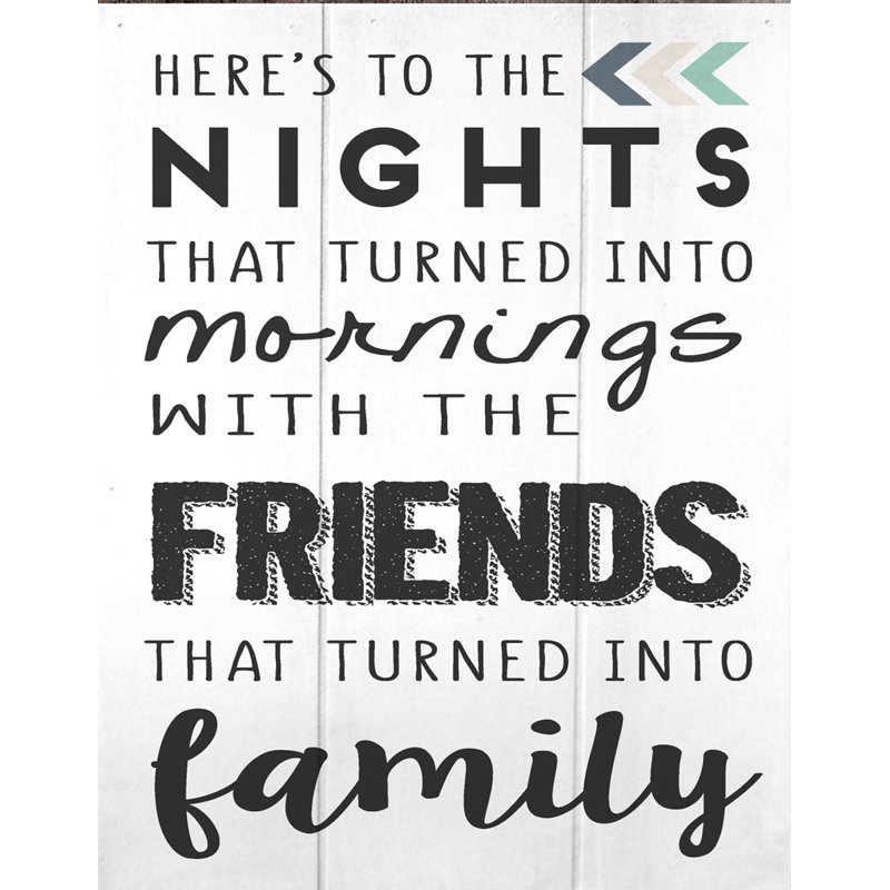 Nights With Friends, Family - impression d'art textuel sur bois, H 16 po x l 20 po x P 1 po