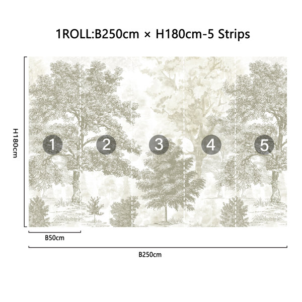 Red Barrel Studio® Vintage Forest Trees Wall Mural Peel and Stick Tree ...