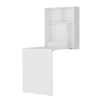 Modern Wall-Mounted Drop-Leaf Table, White