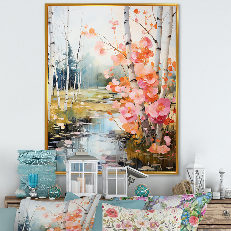 «Ilisha Birch Woods Spring Awakening VI», reproduction sur toile, H 20 po x l 12 po x P 1 po, Cadre flottant doré