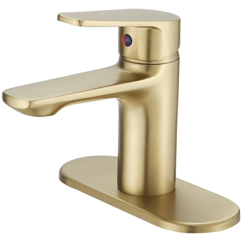 Single-Hole Single-handle Bathroom Faucet with Drain Assembly, Brushed Gold
