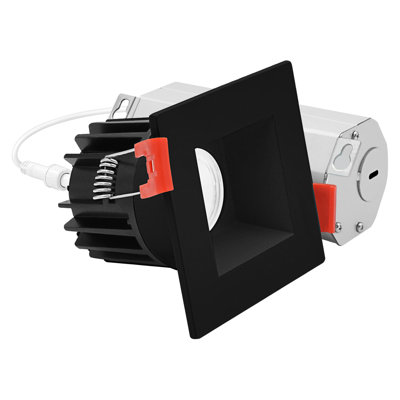 Luxrite 2 po Lumière DEL sans lumière à DEL régressée avec garniture carrée noire interchangeable, 5CCT, CRI90, 8W, 600LM, faisceau 38 °, à intensité variable, 120V, homologué ETL