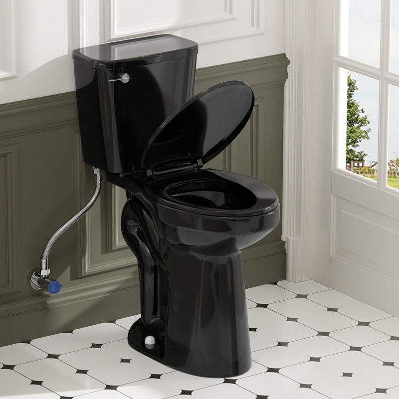 Toilette allongée pour salle de bain Traditional, Noir
