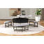 Table basse moderne à plateau relevable avec rangement et 3 repose-pieds blanc et noir