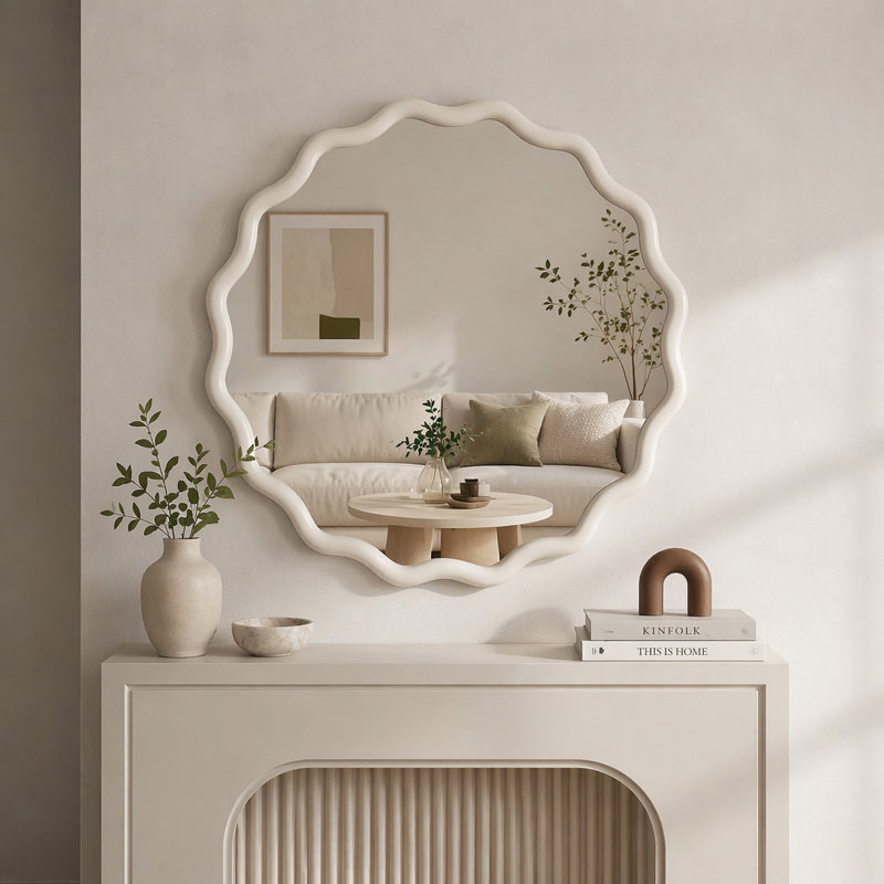 Miroir Wavy, Blanc, L 24 po
