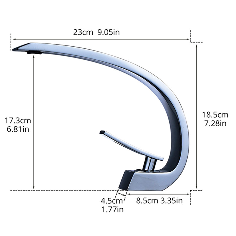Contemporary Bathroom Sink Faucet - Geometric Single Handle Basin With Cartridge Valve And Deck-Mounted Hole Modern Waterfall