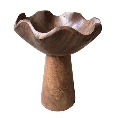 Pot à fleurs sur pied en bois de teck - 8,5 x 8,5 x 9 po - Brun