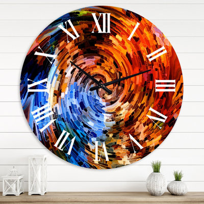 Voyage à l'intérieur du monde, spirale orange abstraite - horloge murale moderne