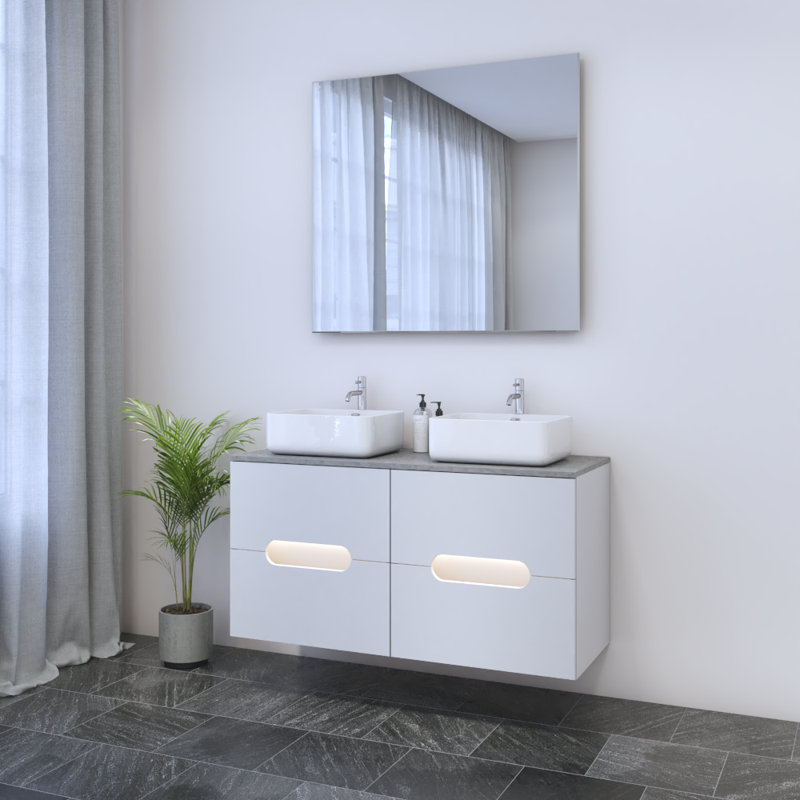Meuble-lavabo double 47,2 po avec plateau Kashden, Béton