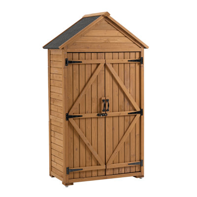 Outdoor Storage Cabinet, Garden Wood Tool Shed, Outside Wooden Shed Closet With Shelves And Latch For Yard 39.56"X 22.04"X 68.89"